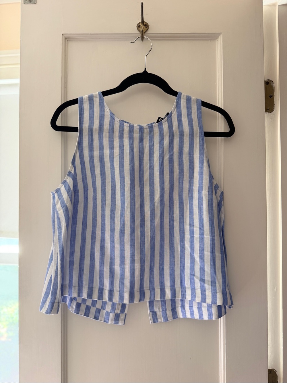 J. Crew Blue and White Striped Sleeveless Tank
